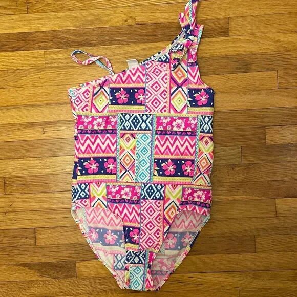 The Children’s Place NWOT Tropical Multicolor One Piece Swimsuit Girls Size 12 - Picture 1 of 6